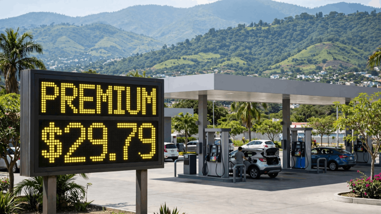 Gasolinera en Cuernavaca Morelos con precio de gasolina Premium a $29.79 pesos por litro hoy 24 de julio 2026 durante visita de la presidenta Sheinbaum